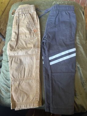 Tea boys Kids Elastic-Waist Canvas Pants and sweats lot size 3 Brown and Navy